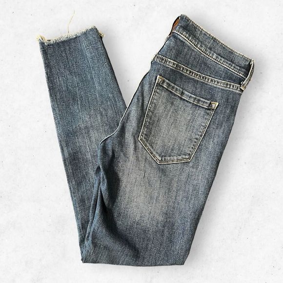 Banana Republic Premium Denim Skinny Indigo Women's 26 Raw Hem Stretch Low Rise - Picture 12 of 12